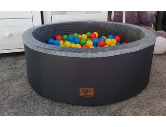 Ballenbad met 300 ballen - wasbare hoes - 90 x 30 cm - grafiet