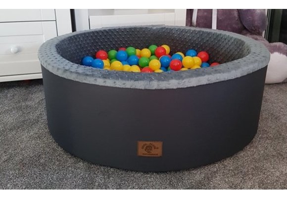 Ballenbad met 300 ballen - wasbare hoes - 90 x 30 cm - grafiet