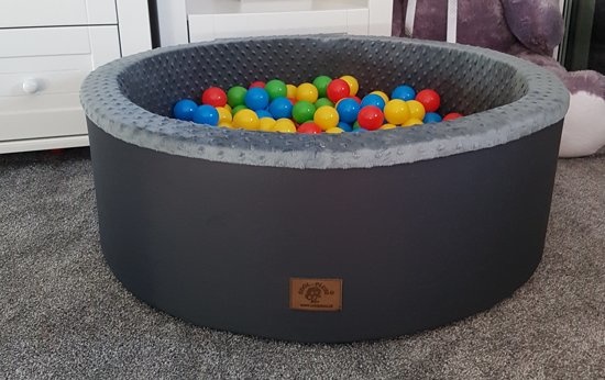 Ballenbad met 300 ballen - wasbare hoes - 90 x 30 cm - grafiet