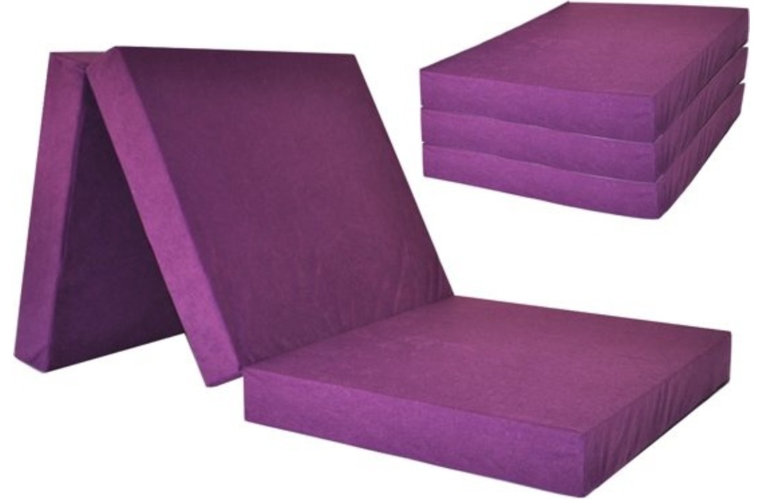 Kinder logeermatras - violet - camping matras - reismatras - opvouwbaar matras - 120 x 60 x 6
