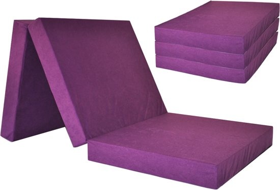 Kinder logeermatras - violet - camping matras - reismatras - opvouwbaar matras - 120 x 60 x 6