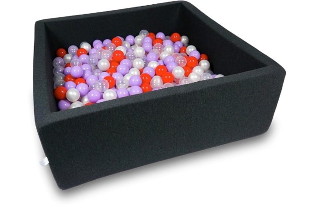 Ballenbak - 600 ballen - 110 x 110 cm - ballenbad - vierkant zwart