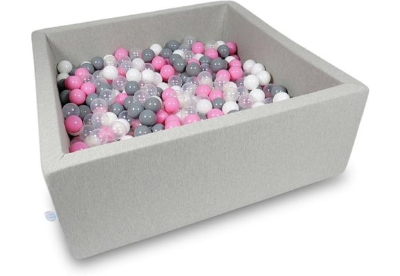 Ballenbak - 600 ballen - 110 x 110 cm - ballenbad - vierkant grijs