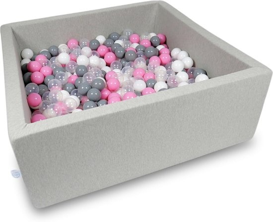 Ballenbak - 600 ballen - 110 x 110 cm - ballenbad - vierkant grijs
