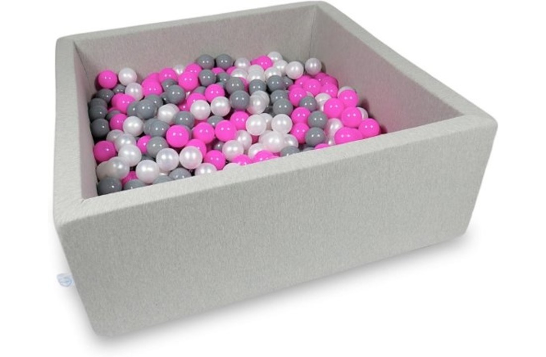 Ballenbak - 600 ballen - 110 x 110 cm - ballenbad - vierkant grijs
