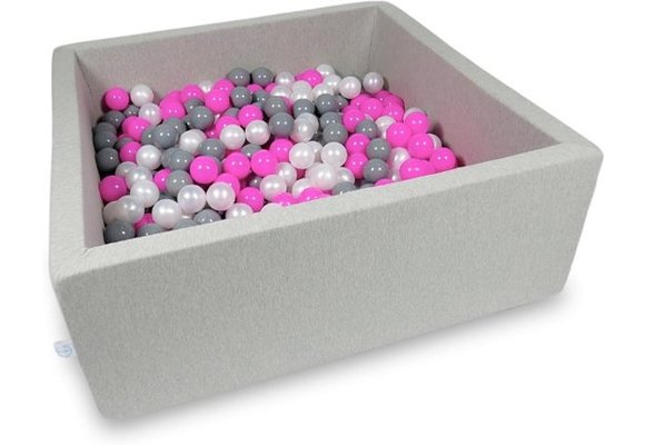 Ballenbak - 600 ballen - 110 x 110 cm - ballenbad - vierkant grijs