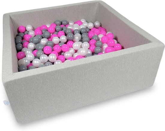 Ballenbak - 600 ballen - 110 x 110 cm - ballenbad - vierkant grijs