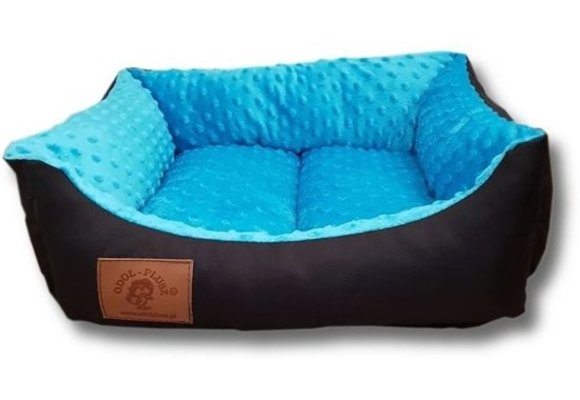 Hondenmand - S - kleine hond - 50 x 40 cm - blauw minky dot - hondenbed