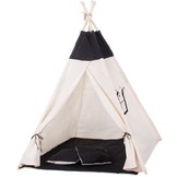 Wigwam tipitent speeltent - 4 delig 100% katoen Zwart / wit