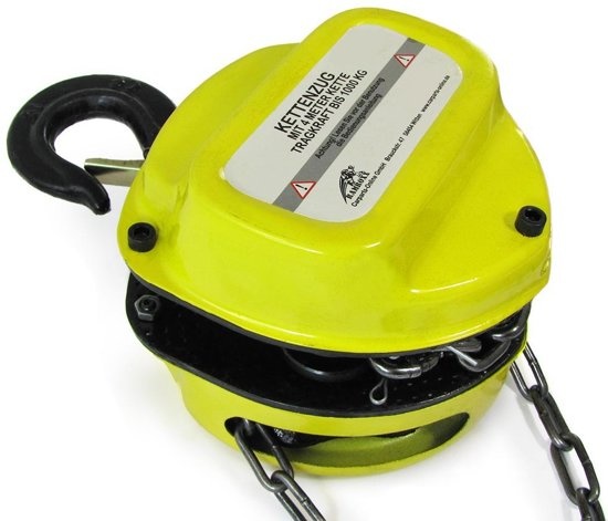 Kettingtakel katrol 4M tot 1T 1000kg geel