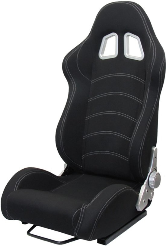 Sportstoel auto zwart met rails gestoffeerd