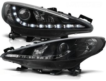 Koplampen met parkeerlicht PEUGEOT 207 05 06-06 12 ZWART