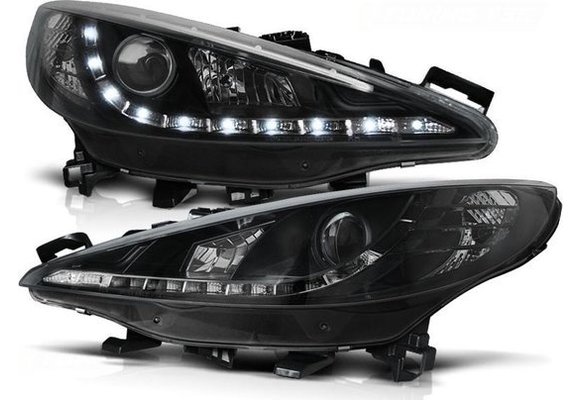 Koplampen met parkeerlicht PEUGEOT 207 05 06-06 12 ZWART