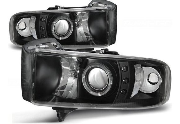 Koplampen DODGE RAM 94-01 ANGEL EYES ZWART