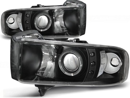 Koplampen DODGE RAM 94-01 ANGEL EYES ZWART