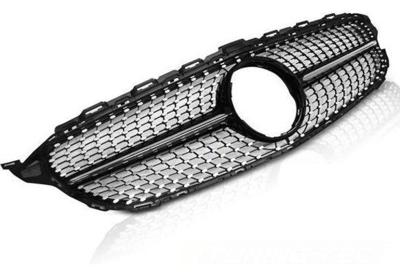 Grill MERCEDES W205 14- C450 AMG STIJL CHROOM GLANZEND ZWART