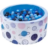 Ballenbak - stevige ballenbad -90 x 40 cm - 200 ballen Ø 7 cm - donkerblauw, grijs, zwart en lichtblauw