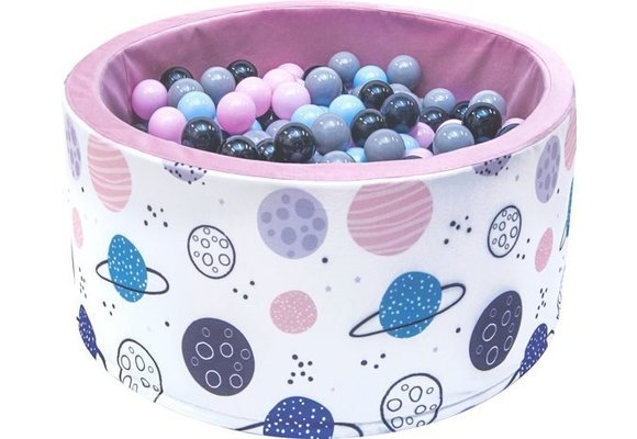 Ballenbak - stevige ballenbad -90 x 40 cm - 400 ballen Ø 7 cm - roze, wit, grijs en lichtblauw