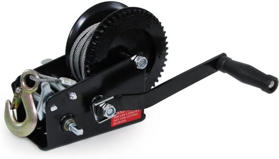 Professionele handlier met staaldraad 1500 kg 10 meter zwart