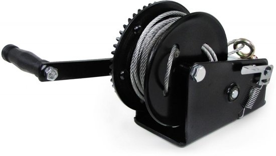 Professionele handlier met staaldraad 1500 kg 10 meter zwart