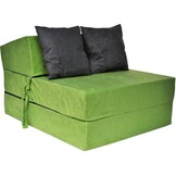 Luxe logeermatras - groen - camping matras - reismatras - opvouwbaar matras - 200 x 70 x 15 - met zwarte kussens