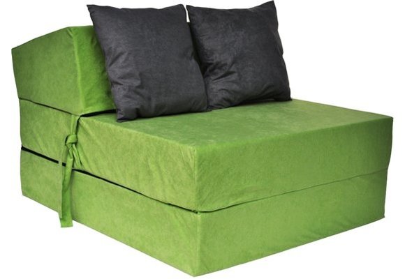 Luxe logeermatras - groen - camping matras - reismatras - opvouwbaar matras - 200 x 70 x 15 - met zwarte kussens