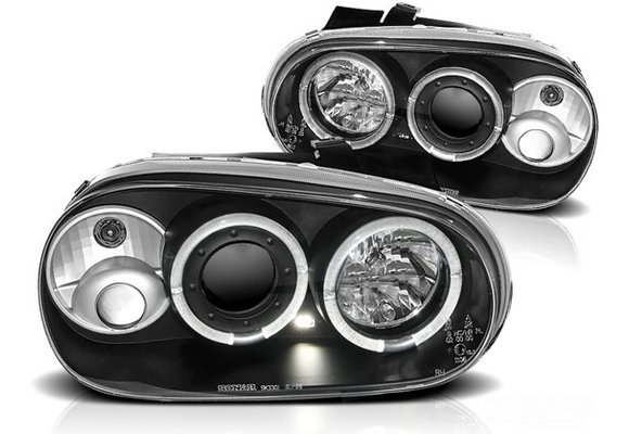 Koplampen dual halo rims VW GOLF 4 09 97-09 03 ANGEL EYES ZWART