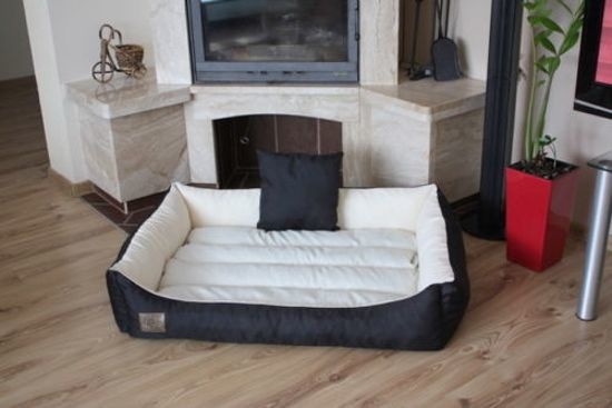 XXL Hondenbed van kunstleer - donkerbruin wit - hondenkussen hondensofa kattenbed hondenkorf - waterdicht