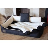 XXL Hondenbed van kunstleer - donkerbruin wit - hondenkussen hondensofa kattenbed hondenkorf - waterdicht