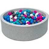 Ballenbak grijs 90x30 cm met 150 ballen Ø 7 cm - stevig ballenbad - Multi gekleurd