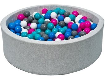 Ballenbak grijs 90x30 cm met 150 ballen Ø 7 cm - stevig ballenbad - Multi gekleurd