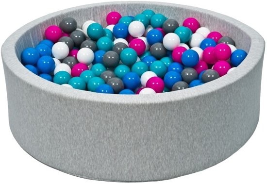 Ballenbak grijs 90x30 cm met 150 ballen Ø 7 cm - stevig ballenbad - Multi gekleurd