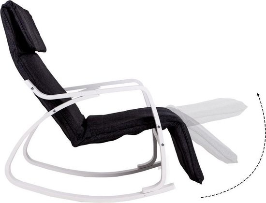 Schommelstoel met verstelbare voetsteun - zwart & wit