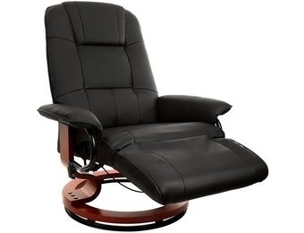 Fauteuil met massage, verwarming en voetensteun - zwart kunstleer