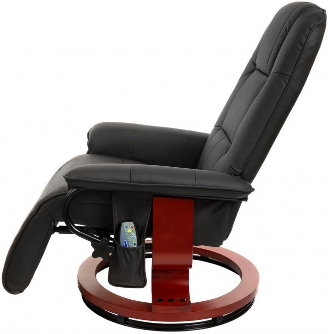 Fauteuil met massage, verwarming en voetensteun - zwart kunstleer