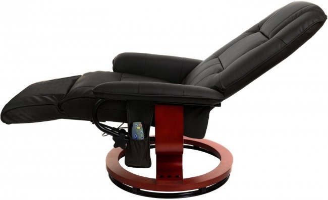 Fauteuil met massage, verwarming en voetensteun - zwart kunstleer