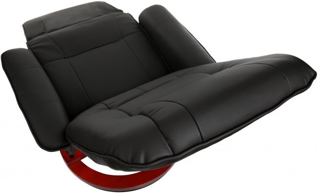 Fauteuil met massage, verwarming en voetensteun - zwart kunstleer