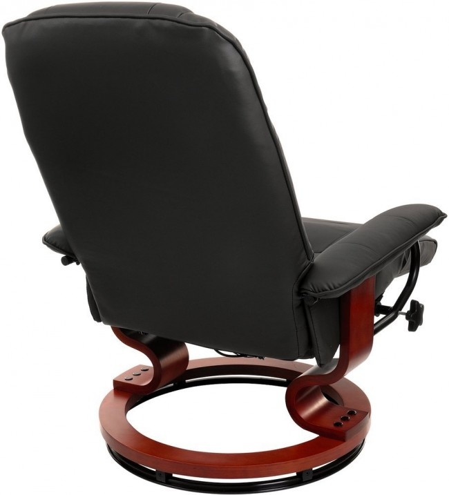 Fauteuil met massage, verwarming en voetensteun - zwart kunstleer