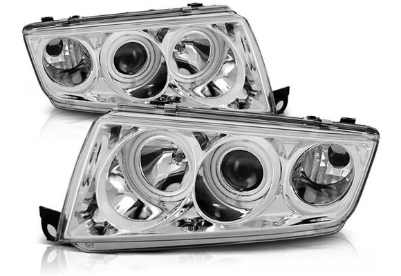 Koplampen dual halo rims geschikt voor SKODA FABIA I 12 99-08 ANGEL EYES CHROOM