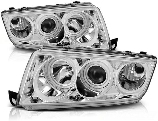 Koplampen dual halo rims geschikt voor SKODA FABIA I 12 99-08 ANGEL EYES CHROOM