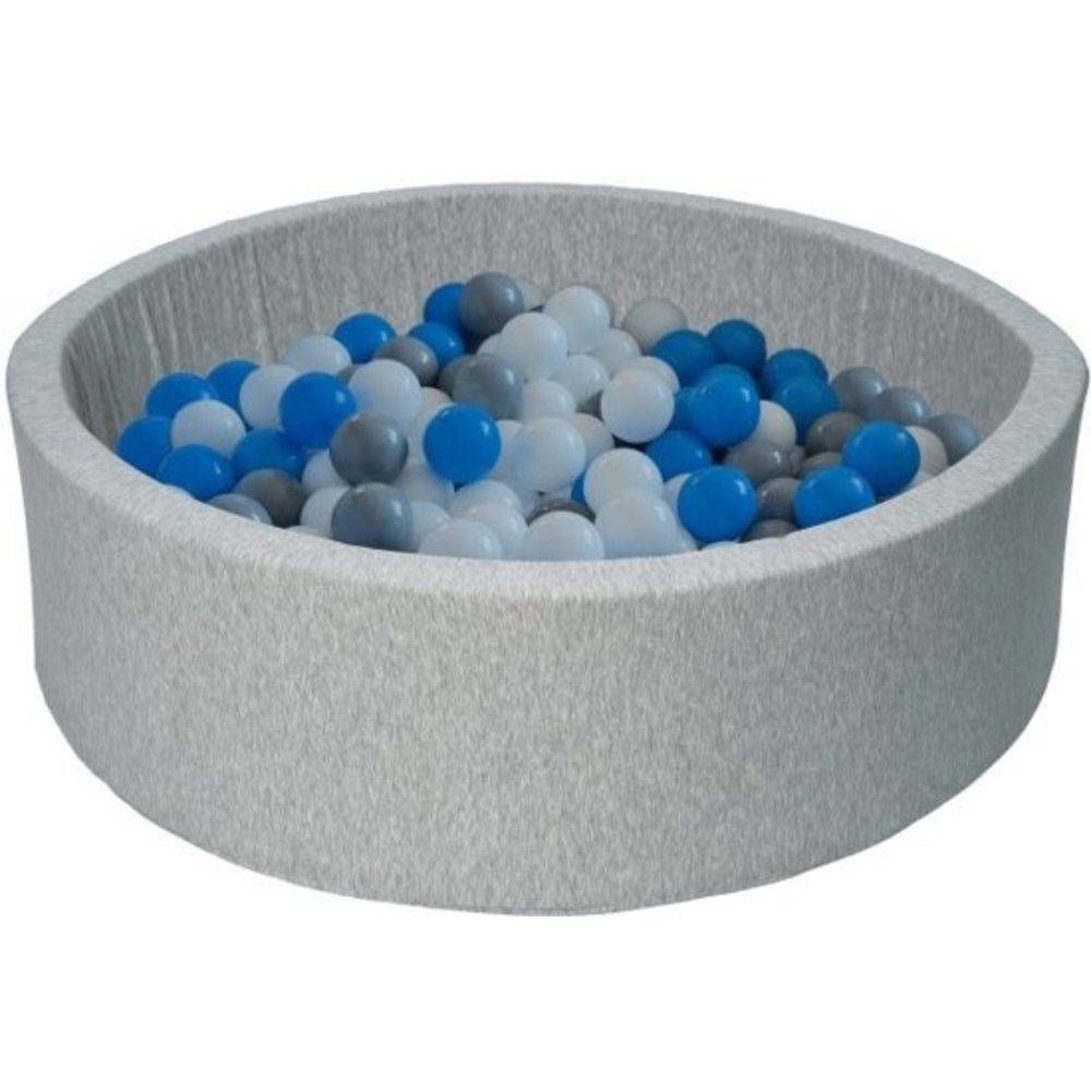 KiddyMoon Speelplaats van schuim met ronde ballenbad (200 ballen), ballenbak voor baby's, speelbad, hindernisbaan, gemaakt in de EU, roze: babyblauw/ poederroze/parelmoer