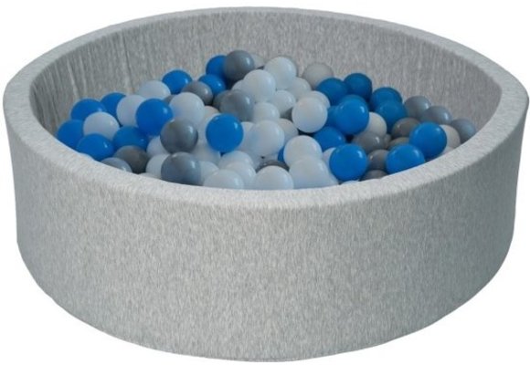 Ballenbad met 300 ballen - Wasbare hoes - 90 x 30 cm - Blauw grijs