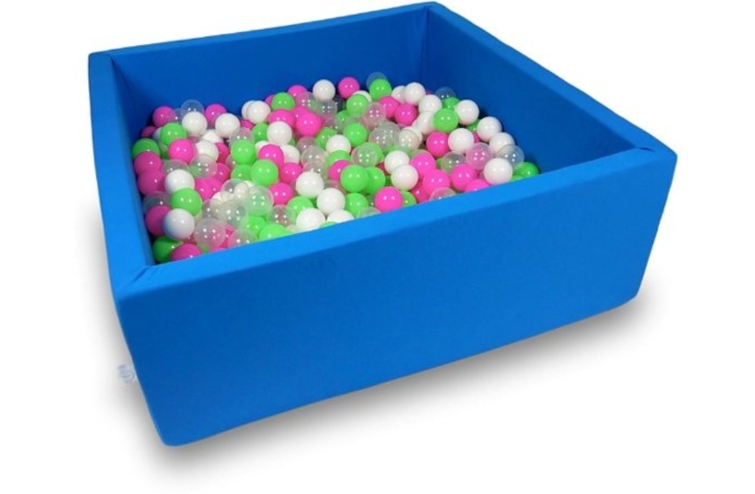 Ballenbak - 600 ballen - 110 x 110 cm - ballenbad - vierkant blauw
