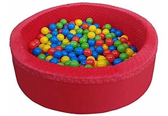 Rode Ballenbad - stevige ballenbak - 90 x 30 cm - 300 ballen - rood blauw geel groen