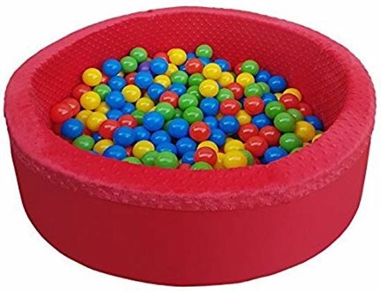 Rode Ballenbad - stevige ballenbak - 90 x 30 cm - 300 ballen - rood blauw geel groen