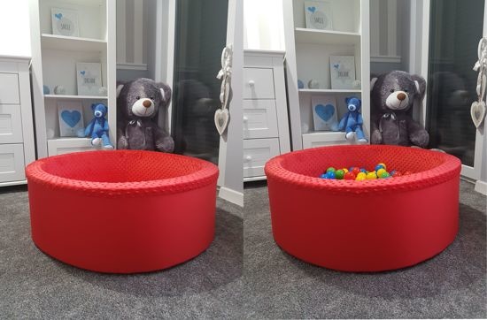 Rode Ballenbad - stevige ballenbak - 90 x 30 cm - 300 ballen - rood blauw geel groen