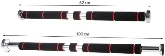 Optrekstang deurpost - verstelbaar - pull-up bar doorway - 62 tot 100 cm - tot 100 KG - met handvaten