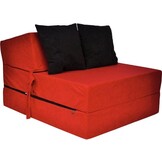 Luxe logeermatras - rood - camping matras - reismatras - opvouwbaar matras - 200 x 70 x 15 - met zwarte kussens