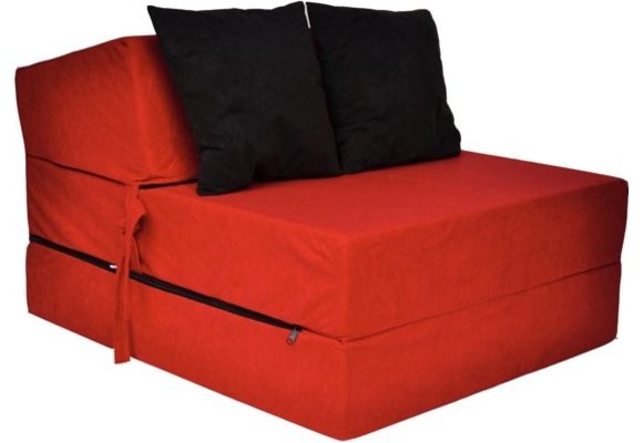 Luxe logeermatras - rood - camping matras - reismatras - opvouwbaar matras - 200 x 70 x 15 - met zwarte kussens