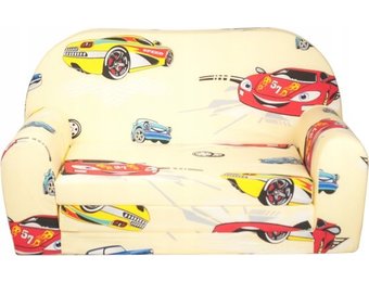 Kinder Slaapbank en logeerbed in één - 85cm x 60cm - Auto&amp;#x27;s beige